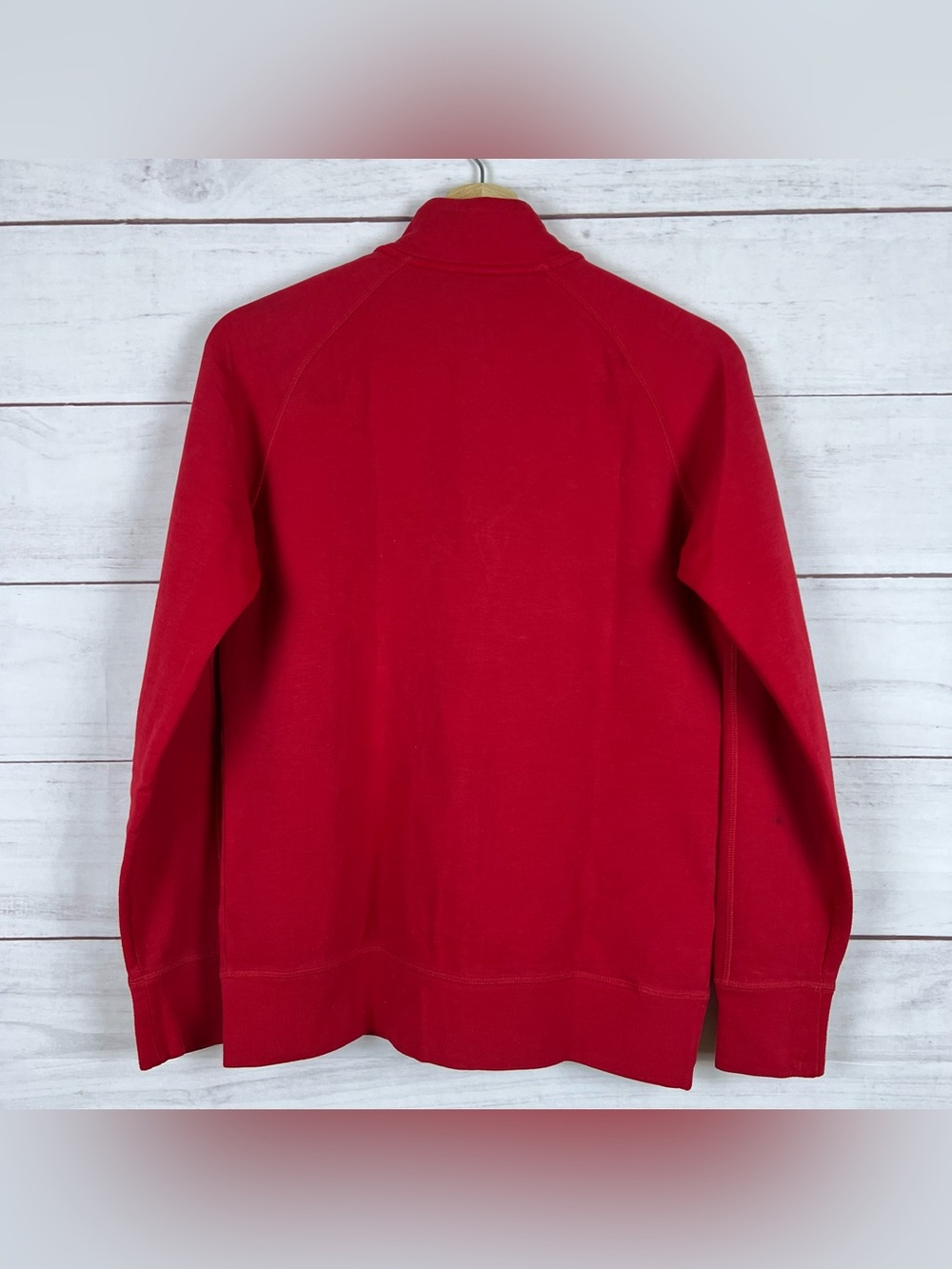 Apple Sweatshirt Womens Small Red Quarter Zip Pullover Raglan Embroidered Logo - Picture 2 of 10